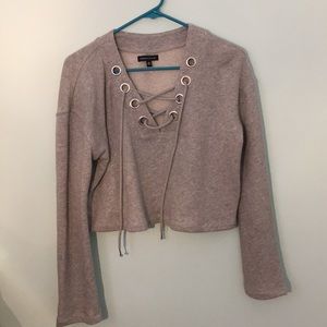 Grommet Pullover Sweater in Gray